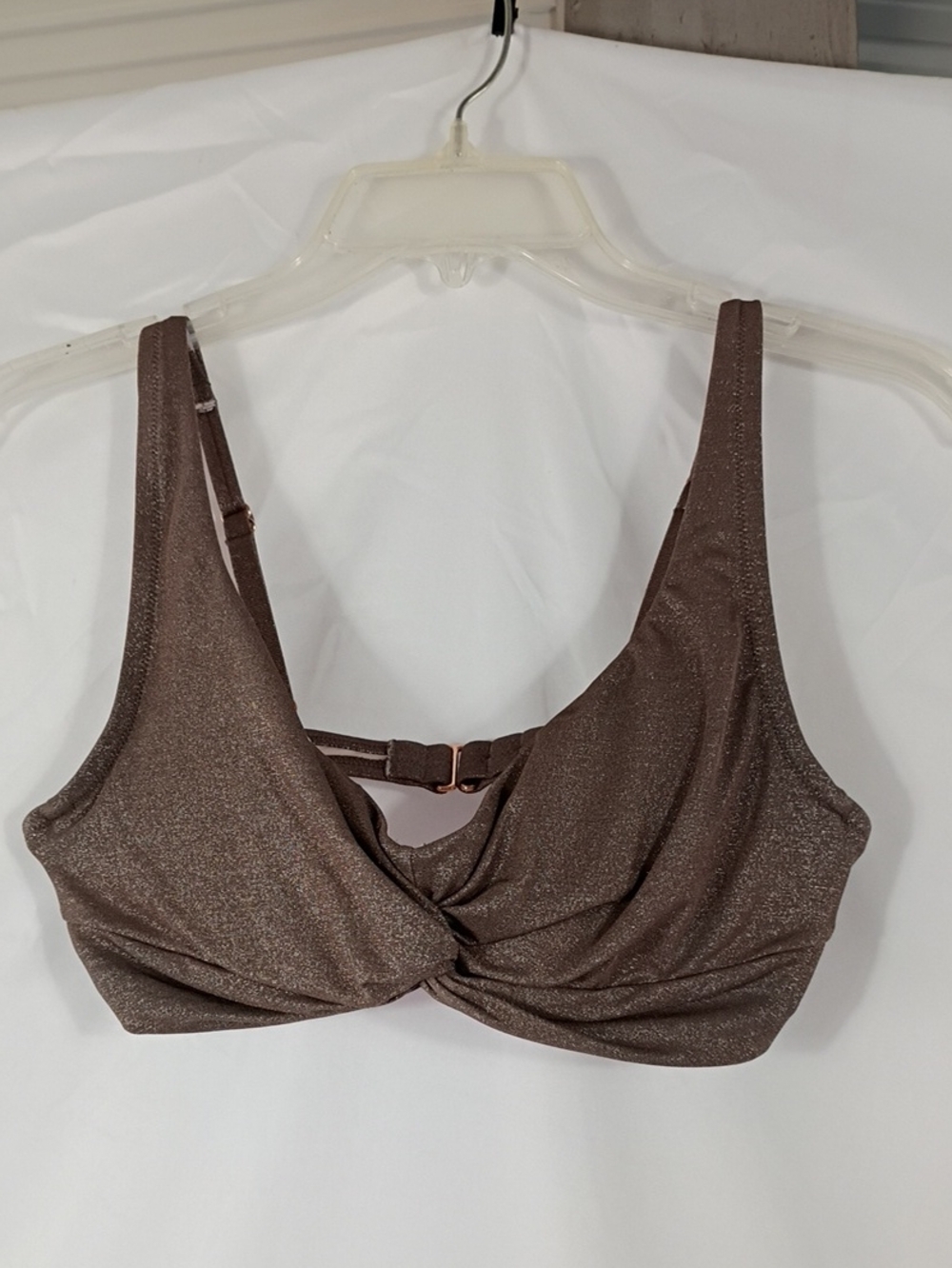 EUC Shade & Shore Bikini Top 36C Metallic WomensTwist-Front Bralette Sexy vacay
